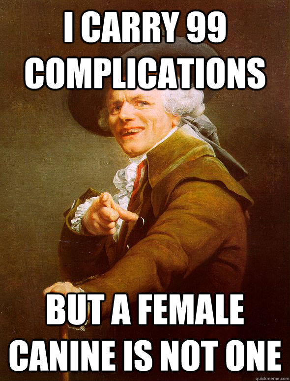 I Carry 99 Complications But a female canine is not one   Joseph Ducreux