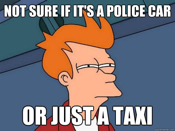 not sure if it's a police car Or just a taxi  Futurama Fry