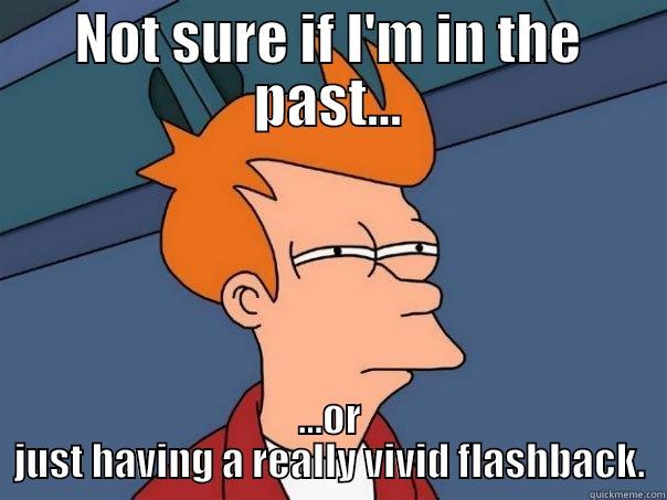 Not sure if i'm in the past or am having a vivid flashback - NOT SURE IF I'M IN THE PAST... ...OR JUST HAVING A REALLY VIVID FLASHBACK. Futurama Fry