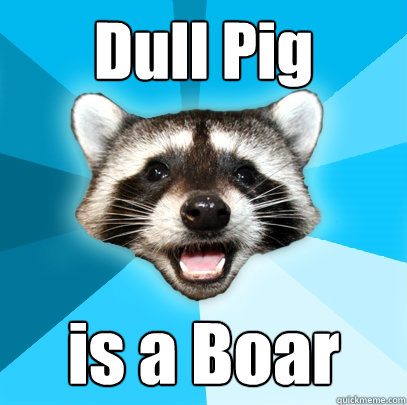 Dull Pig is a Boar  Lame Pun Coon