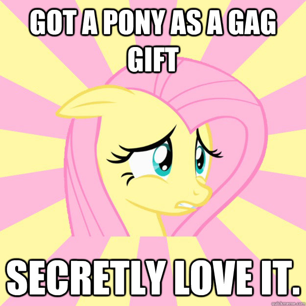 Got a pony as a gag gift Secretly love it.  Socially awkward brony