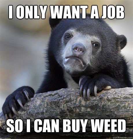 I ONLY WANT A JOB SO I CAN BUY WEED  Confession Bear