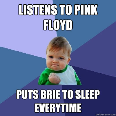 Listens to pink Floyd Puts Brie to sleep everytime  Success Kid