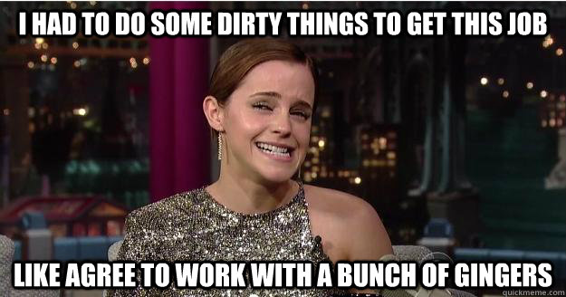 i had to do some dirty things to get this job like agree to work with a bunch of gingers  Emma Watson Troll