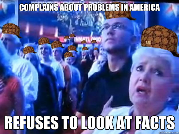 COMPLAINS ABOUT PROBLEMS IN AMERICA REFUSES TO LOOK AT FACTS - COMPLAINS ABOUT PROBLEMS IN AMERICA REFUSES TO LOOK AT FACTS  SCUMBAG AUDIENCE