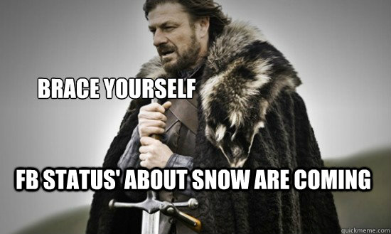 Brace Yourself FB Status' about snow are coming - Brace Yourself FB Status' about snow are coming  Prepare