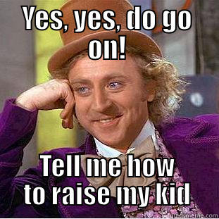 raising kids - YES, YES, DO GO ON! TELL ME HOW TO RAISE MY KID Condescending Wonka