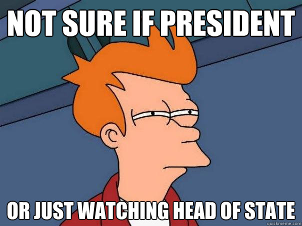 not sure if president or just watching head of state  Futurama Fry