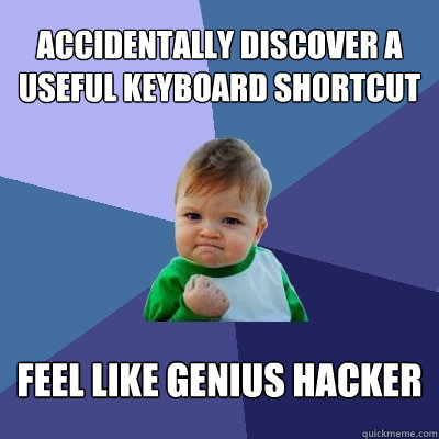 Accidentally discover a useful keyboard shortcut Feel like genius hacker  Success Kid