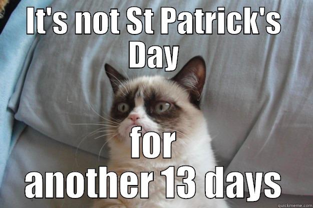 IT'S NOT ST PATRICK'S DAY FOR ANOTHER 13 DAYS Grumpy Cat