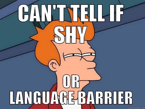 CAN'T TELL IF SHY OR LANGUAGE BARRIER Futurama Fry