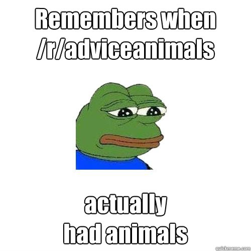 Remembers when /r/adviceanimals actually 
had animals  Sad Frog