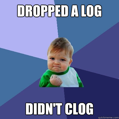 dropped a log didn't clog  Success Kid