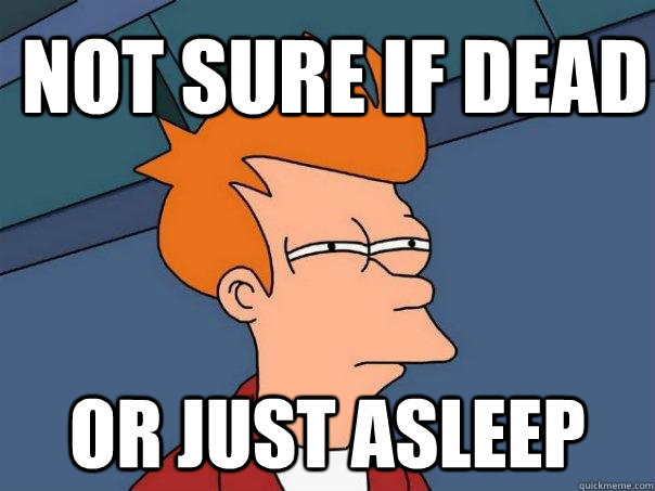 Not sure if dead or just asleep  Futurama Fry