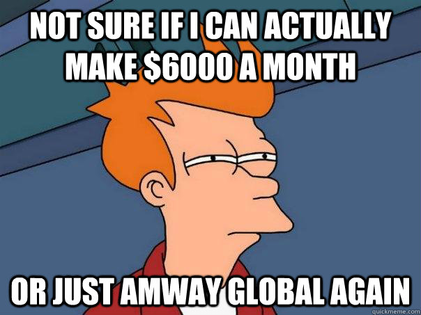 Not sure if I can actually make $6000 a month or just Amway Global again - Not sure if I can actually make $6000 a month or just Amway Global again  Futurama Fry