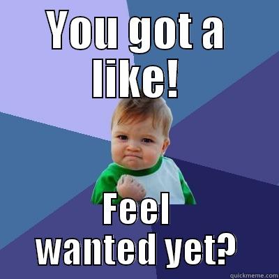 YOU GOT A LIKE! FEEL WANTED YET? Success Kid