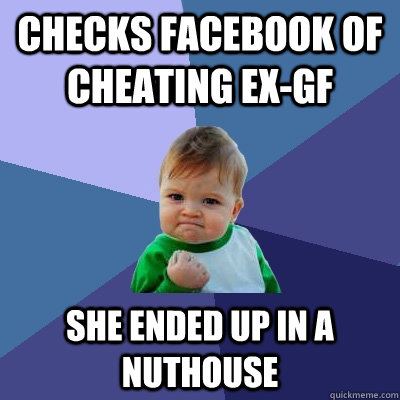 Checks facebook of cheating ex-GF She ended up in a nuthouse  Success Kid