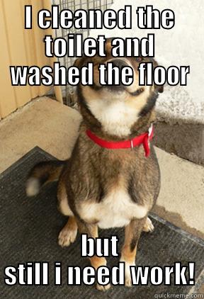 I CLEANED THE TOILET AND WASHED THE FLOOR BUT STILL I NEED WORK! Good Dog Greg