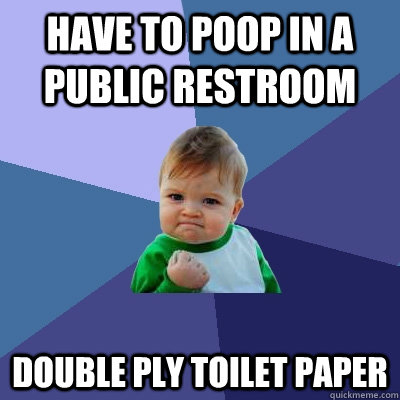 Have to poop in a public restroom double ply toilet paper  Success Kid