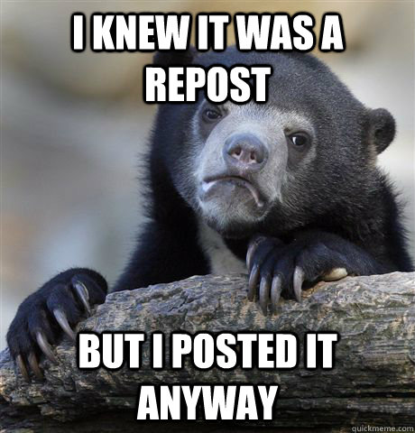 i knew it was a repost but i posted it anyway  Confession Bear