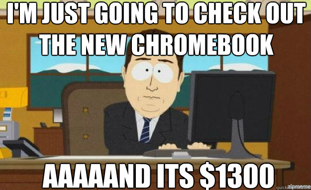 I'm just going to check out the new Chromebook aaaaand its $1300  aaaand its gone