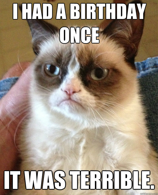 I had a birthday once It was terrible.  Grumpy Cat