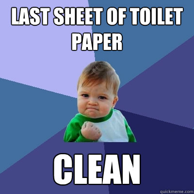 last sheet of toilet paper clean  Success Kid