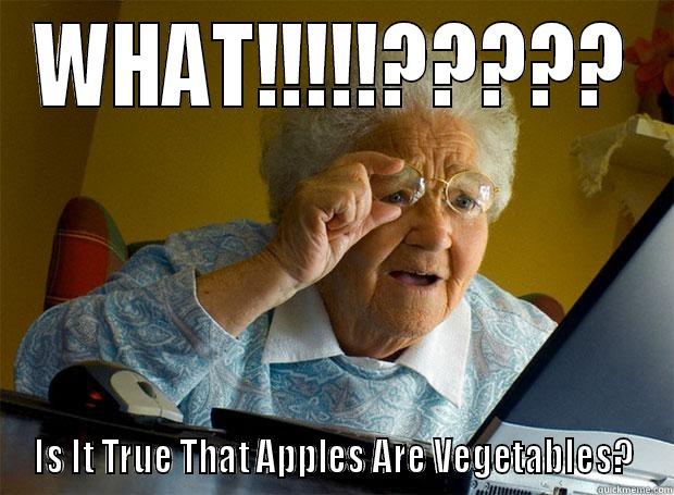 Wrong Wikipedia - WHAT!!!!!????? IS IT TRUE THAT APPLES ARE VEGETABLES? Grandma finds the Internet