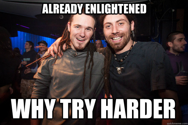 already enlightened why try harder  Cool Psytrance Bros