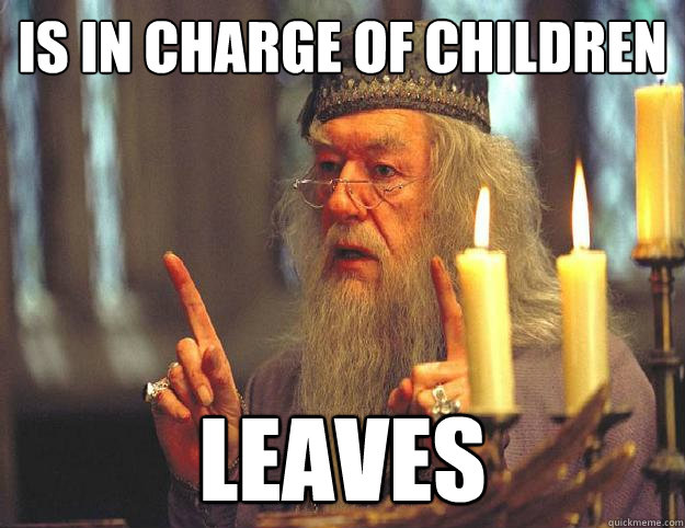 is in charge of children leaves  Scumbag Dumbledore