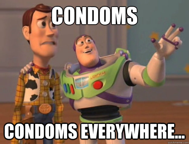 Condoms condoms everywhere...  Buzz Lightyear