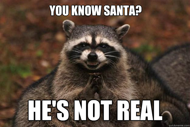 You know Santa?  He's Not Real  Evil Plotting Raccoon