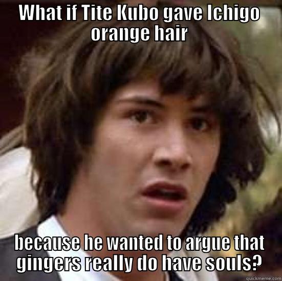 WHAT IF TITE KUBO GAVE ICHIGO ORANGE HAIR BECAUSE HE WANTED TO ARGUE THAT GINGERS REALLY DO HAVE SOULS? conspiracy keanu