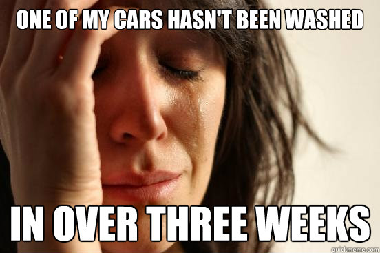 One of my cars hasn't been washed in over three weeks  First World Problems