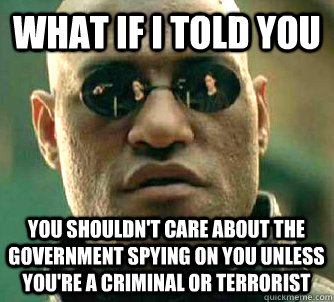 What if I told you you shouldn't care about the government spying on you unless you're a criminal or terrorist  What if I told you