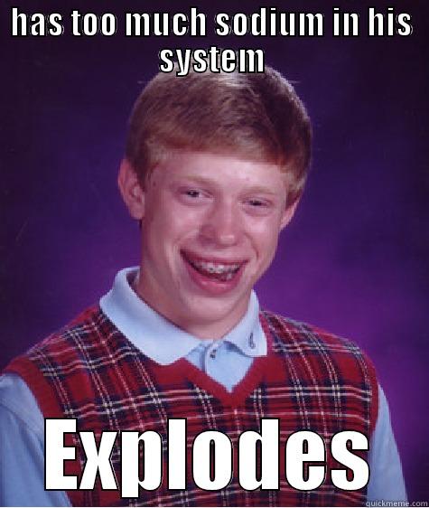 HAS TOO MUCH SODIUM IN HIS SYSTEM EXPLODES Bad Luck Brian