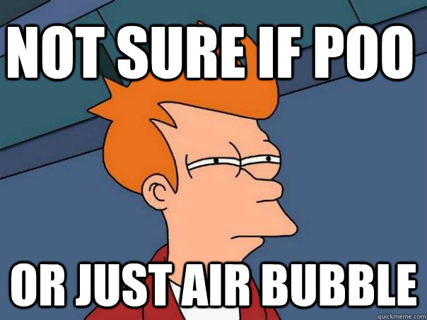 Not sure if poo or just air bubble  Futurama Fry