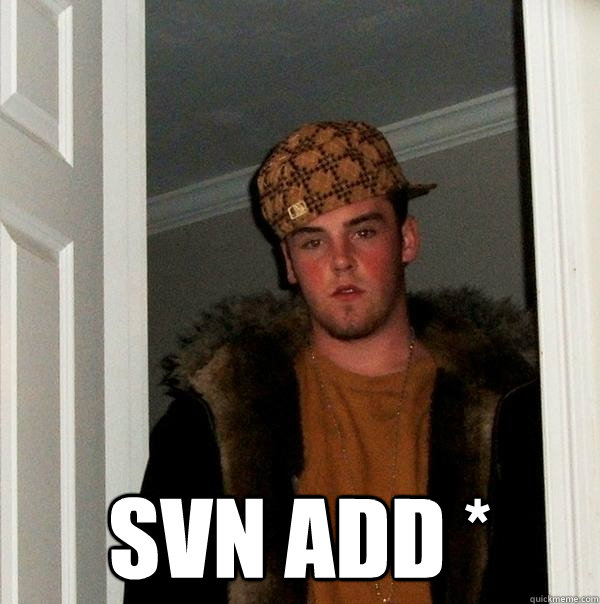  svn add * -  svn add *  Scumbag Steve