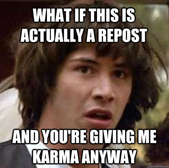 what if this is actually a repost and you're giving me karma anyway  conspiracy keanu