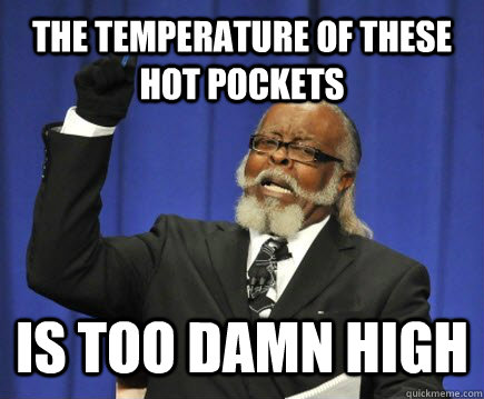 the temperature of these hot pockets is too damn high  Too Damn High