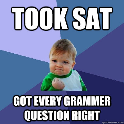 took sat got every grammer question right  Success Kid