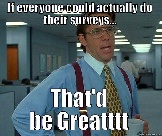surveys these days - IF EVERYONE COULD ACTUALLY DO THEIR SURVEYS... THAT'D BE GREATTTT Office Space Lumbergh