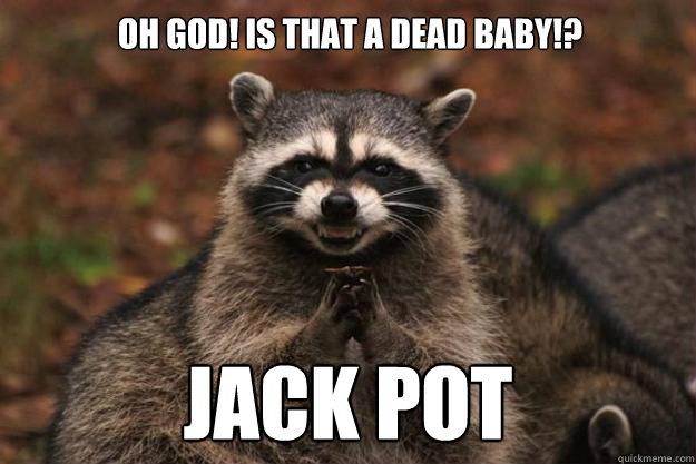 Oh God! Is that a dead baby!? jack pot - Oh God! Is that a dead baby!? jack pot  Evil Plotting Raccoon