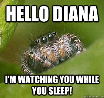 Hello Diana I'm watching you while you sleep!  Misunderstood Spider