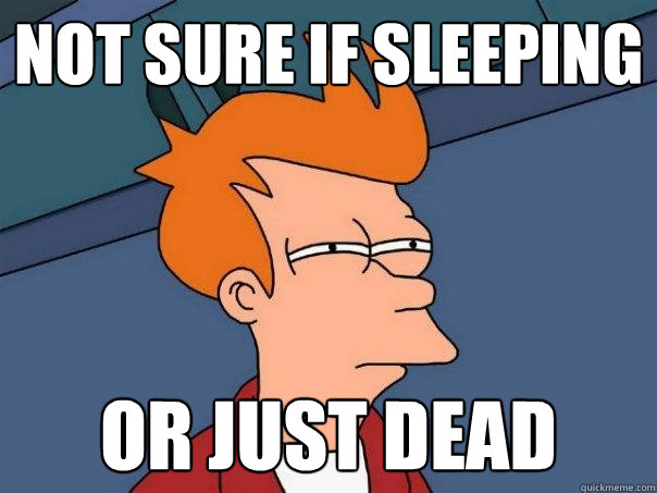 not sure if sleeping or just dead  Futurama Fry