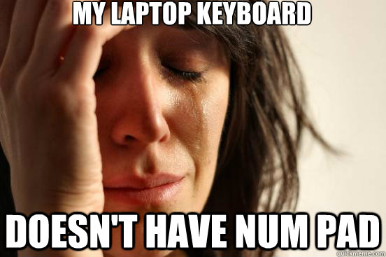 My laptop keyboard doesn't have num pad  First World Problems