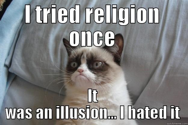 fRUED ASDDD - I TRIED RELIGION ONCE IT WAS AN ILLUSION... I HATED IT Grumpy Cat