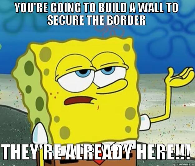 YOU'RE GOING TO BUILD A WALL TO SECURE THE BORDER  THEY'RE ALREADY HERE!!! Tough Spongebob