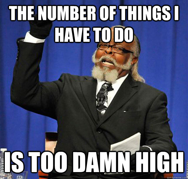 The number of things I have to do  Is too damn high  Jimmy McMillan