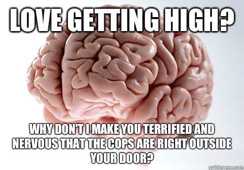 Love getting high? Why don't I make you terrified and nervous that the cops are right outside your door?  Scumbag Brain